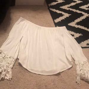 all white off the shoulder top